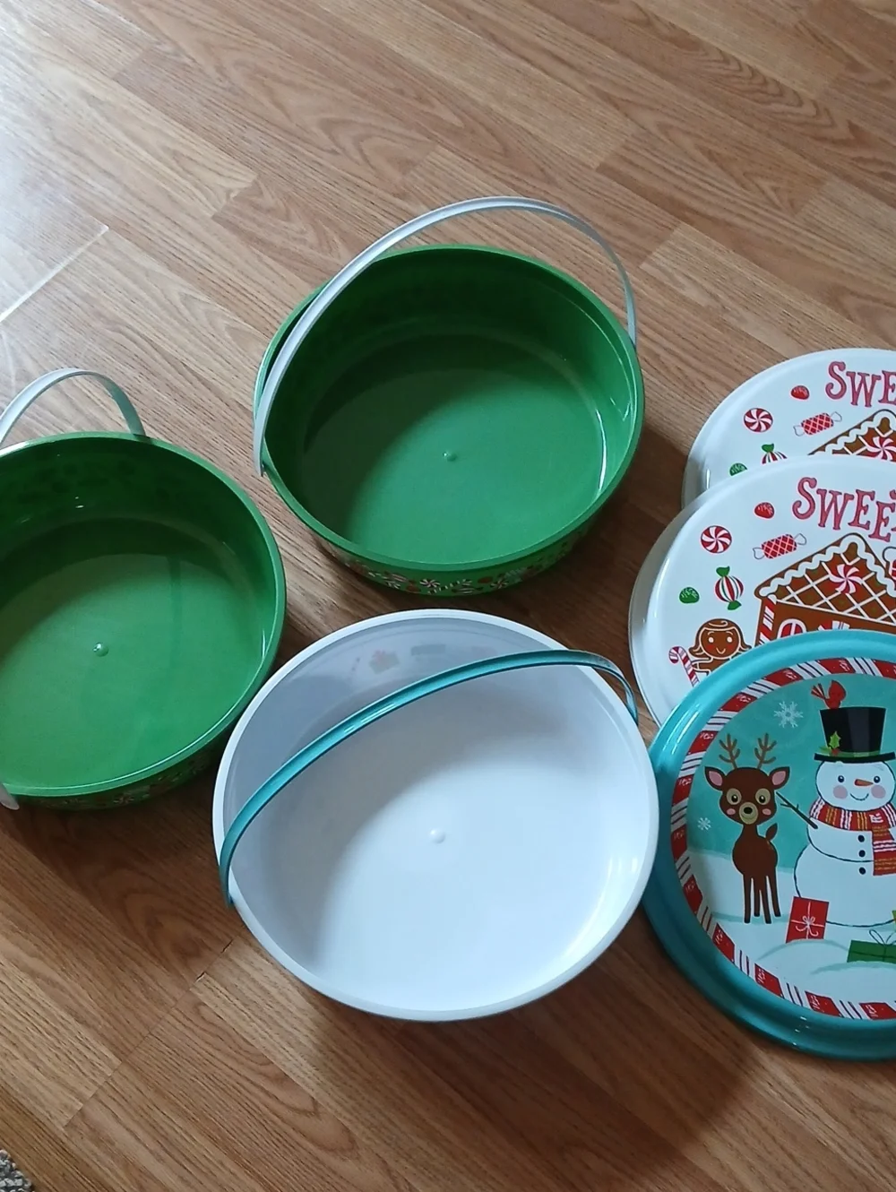 Three Large Gift Giving Buckets For Baked Goods Pastries And Christmas Cookies